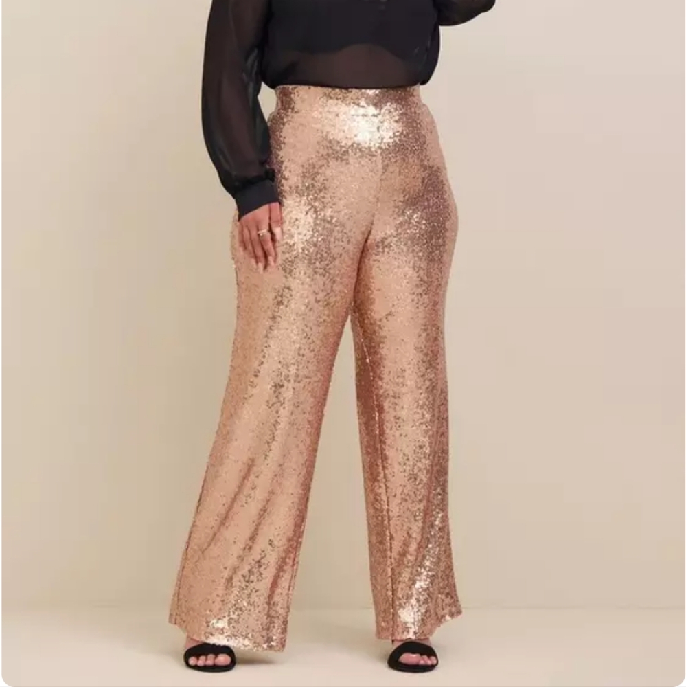 Torrid Pull On Wide Leg Sequin High-Rise Pant 4r